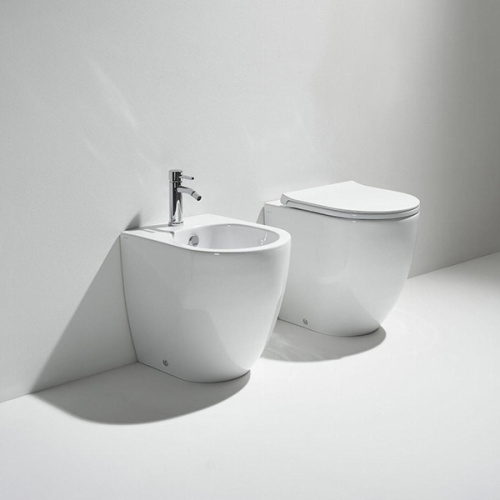 Чаша унитаза приставная Simas VI 01 bia цвет белый без сиденья безободковая душевой смыв - фото 2